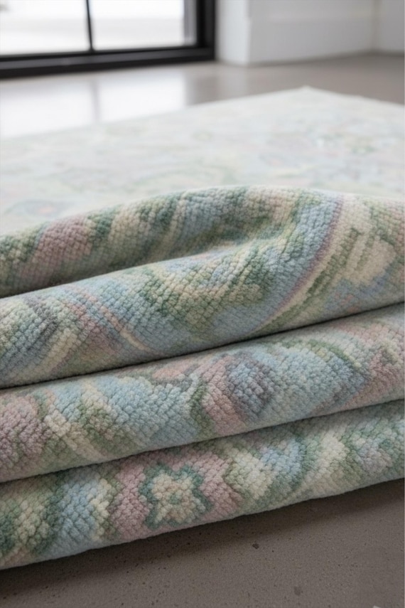 Pastel Blue Colorful Floral Oushak Rug, Traditional Hand Knotted Wool Area Rug For Bedroom, 5x8 6x9 8x10 Living Room Rug, Kitchen Runner Rug