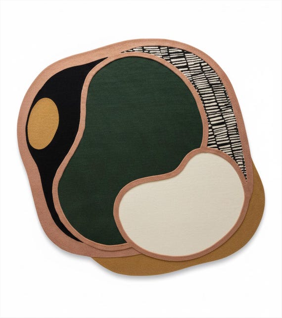 Irregular Colorful Hand Tufted Rug, Modern Abstract Layered Textured Wool Rugs for Kids Room