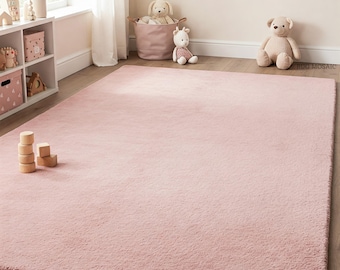 Blush Pink Solid Plain Hand Tufted Rug New Zealand Handmade Area Wool Rugs 6x9, 9x12 Living room, Bedroom, Kids room Kitchen runner for Hall