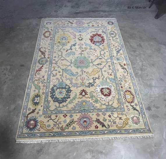 Sand Color Oushak Rug, Colorful 9x12 Turkish Rug, Contemporary Area Rug 6x9 7x10 ,10x12, 10x14