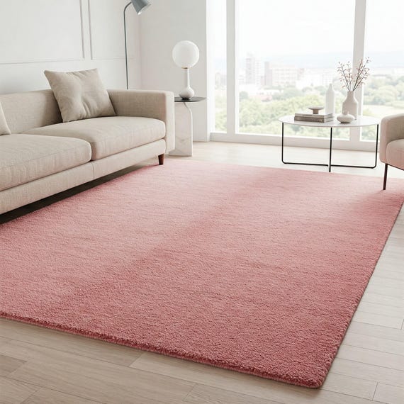 Warm Pink Solid Plain Hand Tufted Rug New Zealand Handmade Area Wool Rugs 6x9, 9x12 Living room, Bedroom, Kids room Kitchen runner for Hall