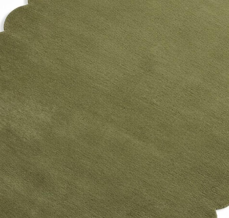 Olive Green Wool Rug, Modern Hand Tufted Scalloped Area Rugs - Etsy