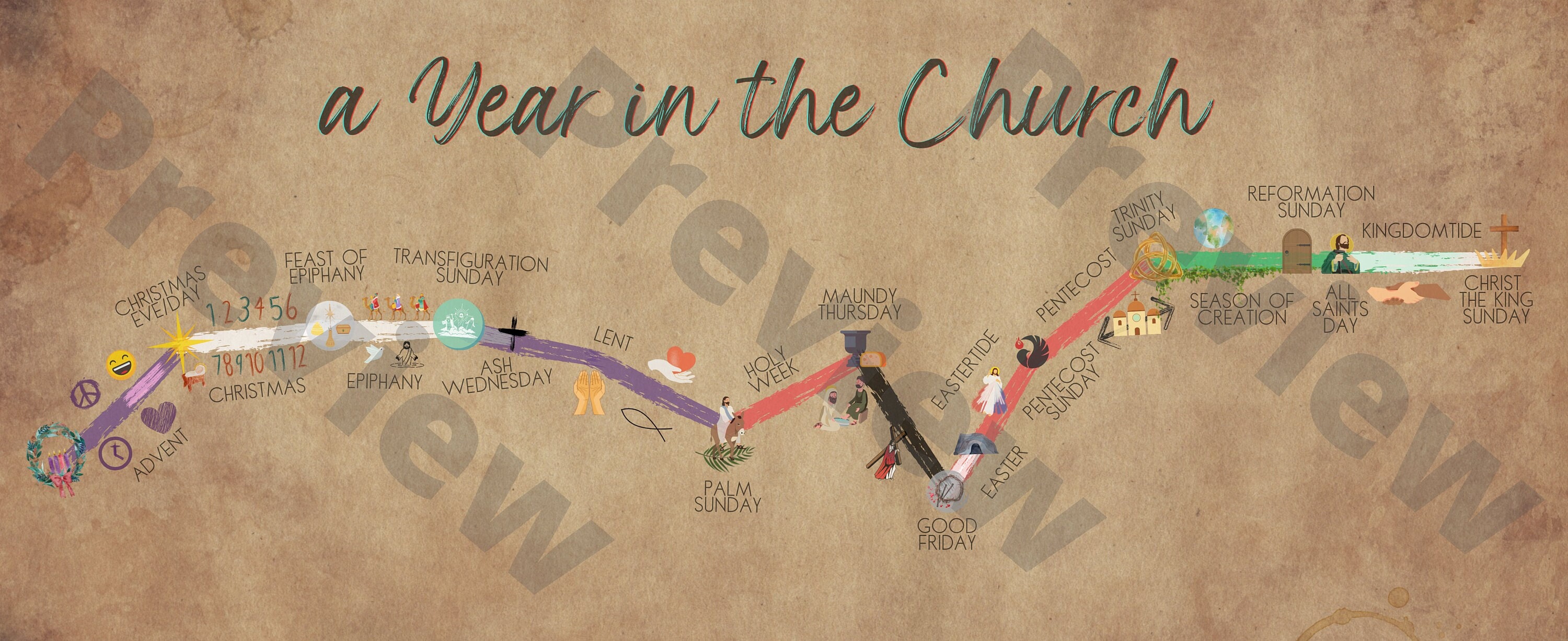 Liturgical Church Calendar protestant PRINTABLE Etsy Hong Kong