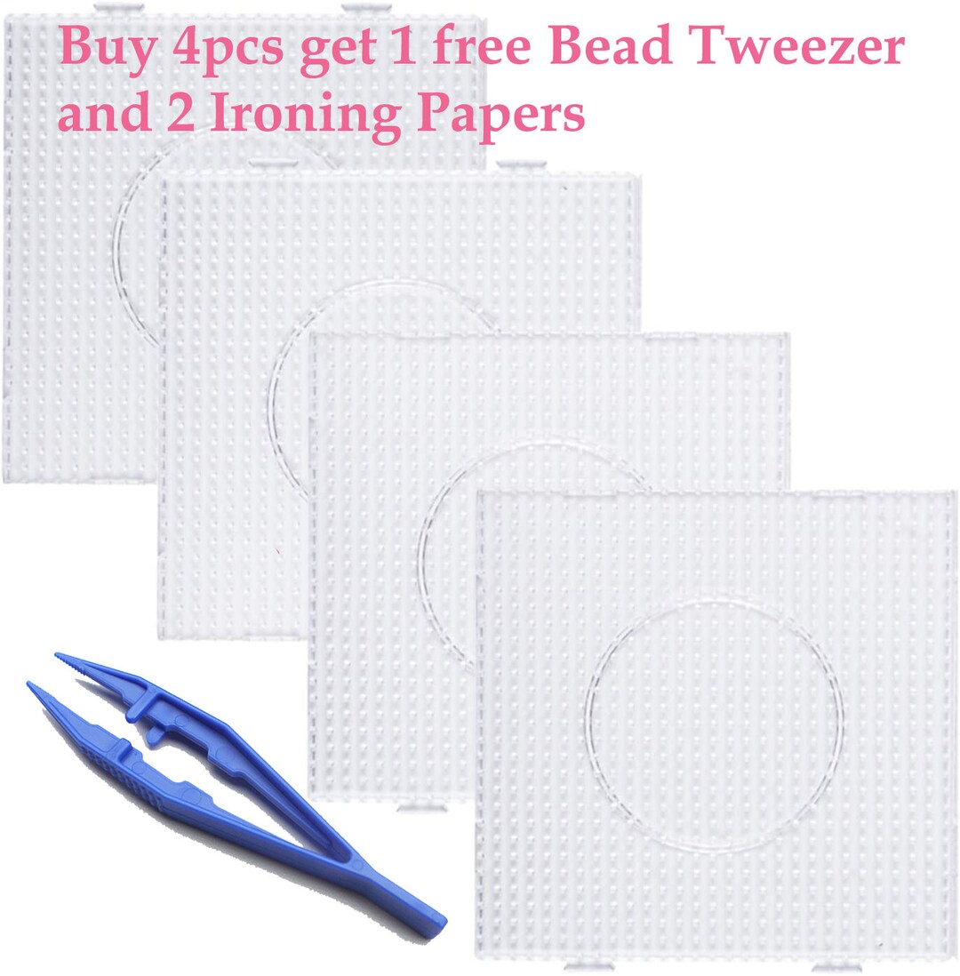 4 Large Perler/fuse Beads Pegboards for 5 Mm Beads 1 Free Bead Tweezers