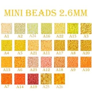 2,6 mm, 2000 szt., mini koraliki uzupełniające – seria żółto-pomarańczowa (wysoka jakość/koraliki Perler/koraliki do łączenia)