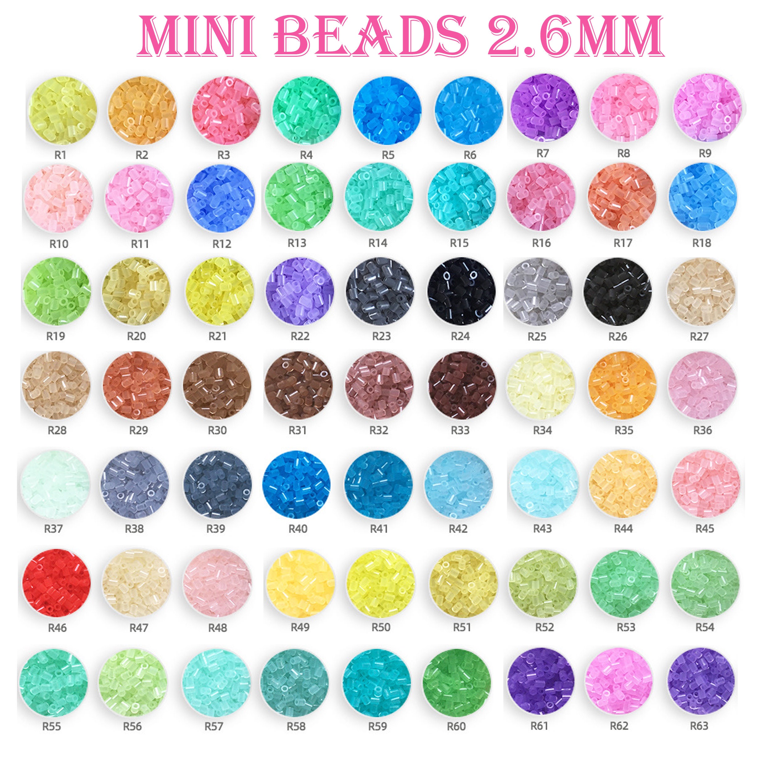 2.6mm Mini Beads Box Set - H-Series ( 15 Colors) High Quality Mini Beads -  (Perler Beads/Hama Beads/Fuse Beads)