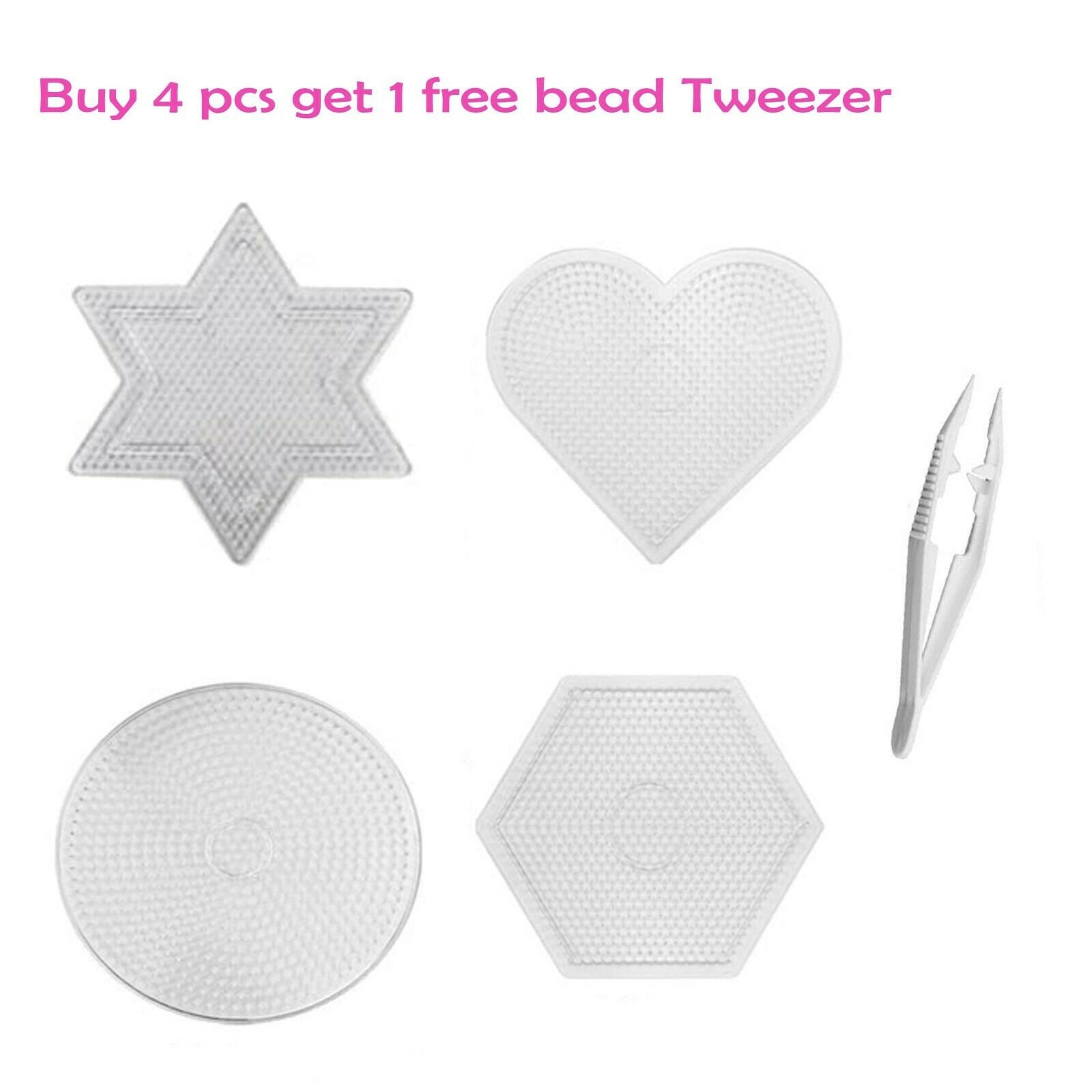 2.6mm Mini Beads Clear Pegboards (Small - Square, Circle, Star, Heart)