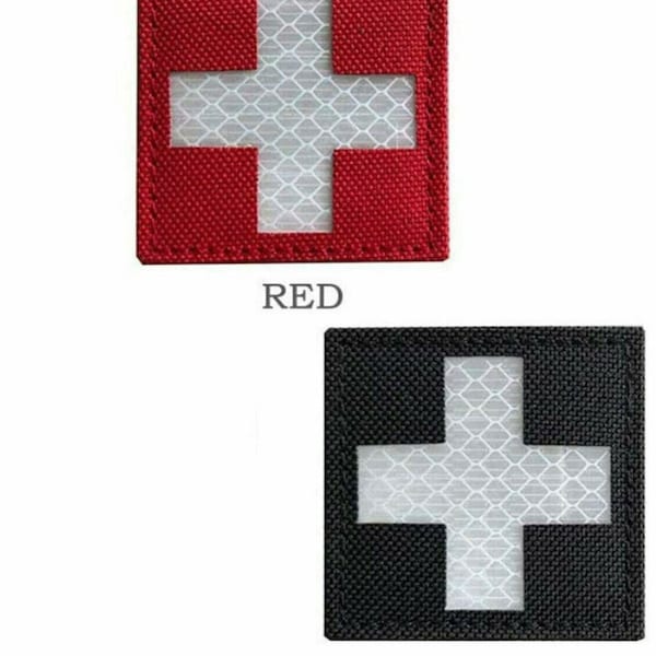 Reflective Patch 6 colors available MEDIC CROSS Black Laser Cut Morale Stripes Paramedic America Med Firefighter Tactical Tab Bag