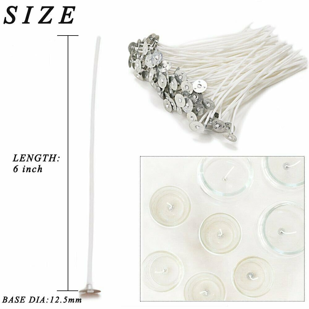210 Pcs Candle Wicks for Candle Making 128 Pcs 6 inch & 8 inch