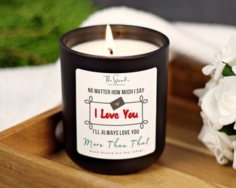Love Message Couple's Gift Candle; Anniversary gift; Soy Wax (no paraffin); Burn Time 40 to 60hrs; Matt Black