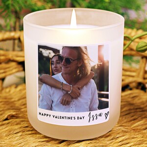 Personalised Couple's Gift Candle with Custom Photo; Anniversary gift; Soy Wax (no paraffin); Burn Time 40 to 60hrs; Frosted