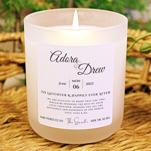 Personalised Engagement Gift With Customised Message; Perfect Wedding Gifts; Soy Wax (no paraffin); Burn Time 40 to 60hrs; Frosted