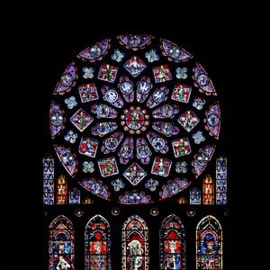 Rosetón de Chartres grande, rosetón, vidrieras