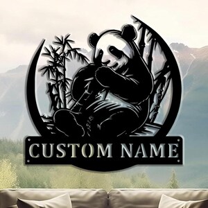 Custom Panda Metal Wall Art, Custom Metal Panda Sign, Bedroom Sign, Panda Sign With Name, Custom Nursery Decor, Metal Wall Decor, 8-24 Inch