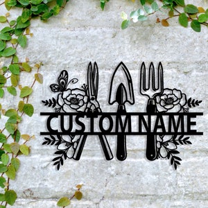 Personalized Garden Sign, Garden Wall Art, Garden Decor, Custom Gardener Name Sign, Rose Garden Sign, Yard Decor, Gardening Gift, 8-24 Inch