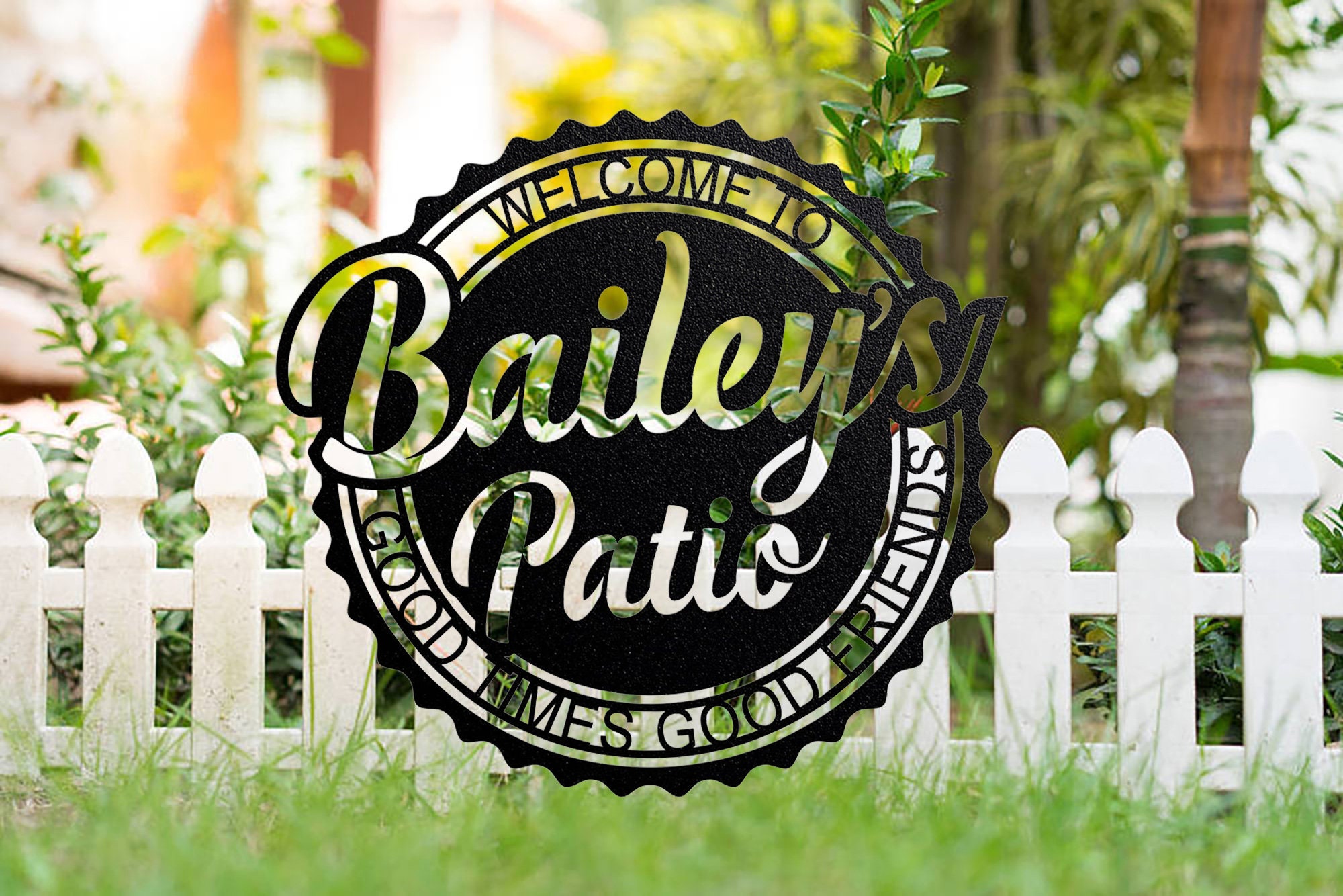 Metal Patioled Sign Personalized Patio Name Sign Etsy