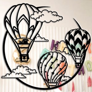 Hot Air Balloon Metal Wall Art: Laser Cut Decor, 8-24 Inch