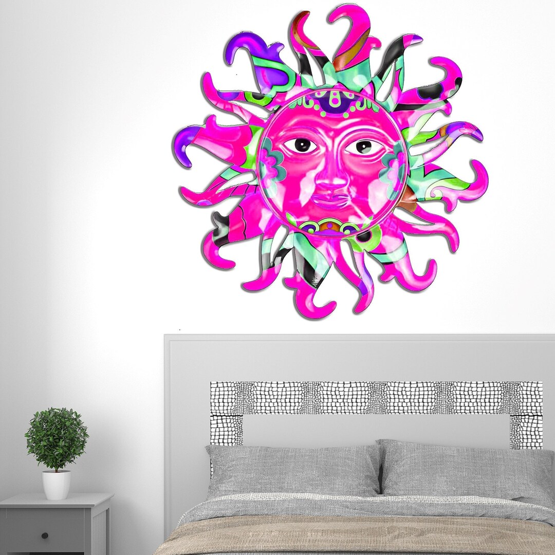 3D Sun Face Metal Wall Art