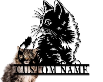 Custom Cat Metal Sign, Personalized Cat Wall Art, Pet Lover Gift