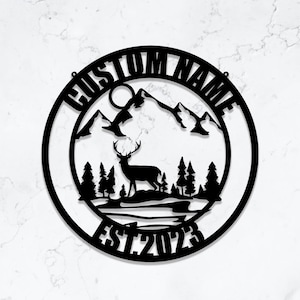 Personalisierte Hirsch Metallschild, benutzerdefinierte Hirsch Zeichen, Metallschild, Hirsch Zeichen, Metallwandkunst, Außendekor, Wandbehänge, Wanddekor, 8-24 Zoll