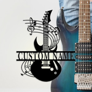 Custom Guitar Metal Wall Art, Personalized Guitarist Name Sign, Home Decor, Music Room Decor, Kids Gift, Father&#39;s Day Gift, 8-24inches