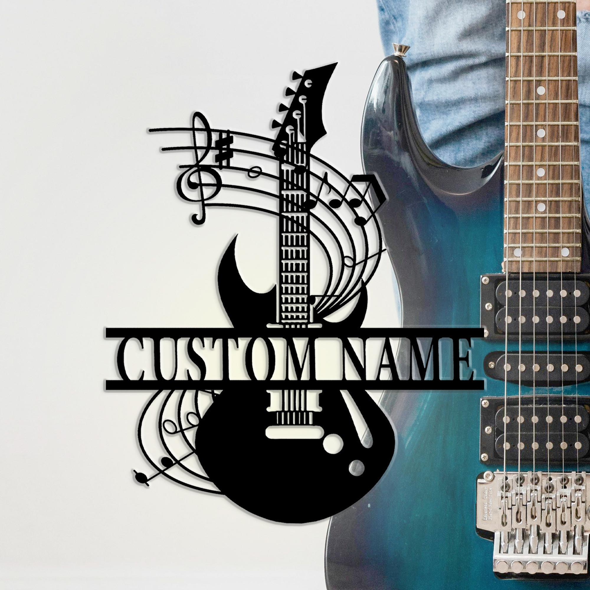 Plaque De Tête De Guitare Personnalisée Métal - Plaque Nom Guitare Argent/Or/Or Rose