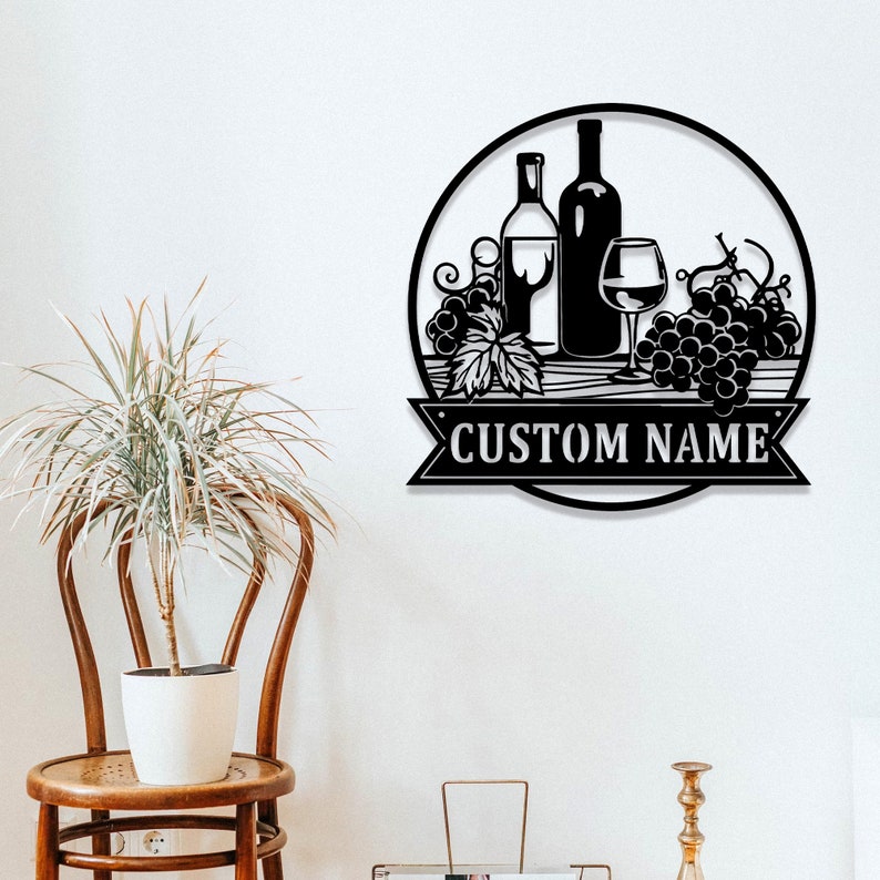 Custom Wine Bar Metal Wall Art, Personalized Wine Bar Name Sign, Wine Bar Decor, Custom Bar