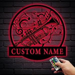 Custom Trombone Musical Metal Wall Art-Personalized Trombone Teacher Name Sign-Trombone Home Wall Decor-Wall Hanging- 8-24 Inch