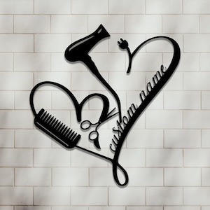 Decorazione murale in metallo personalizzata per parrucchiere, cartello con nome personalizzato per parrucchiere, decorazione per barbiere, regalo per parrucchieri, 8-24 pollici