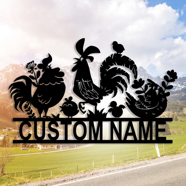 Custom Chicken Metal Signs, Chicken Coop Sign, Personalized Chicken Farm Sign, Farm Coop Sign, Family Name Chicken Coop Sign, Wall Decor