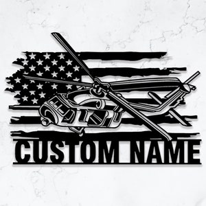 Helicopter Metal Sign, Personalized Helicopter Name Sign, Helicopter Decor, Helicopter Wall Art, Helicopter Home Decor, Pilot Gift, 8-24Inch