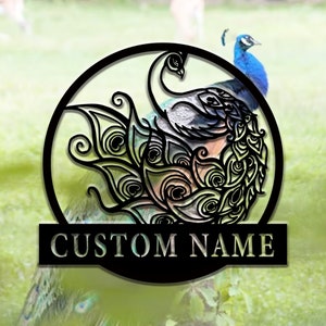Custom Peacock Metal Wall Art: Personalized Name Sign