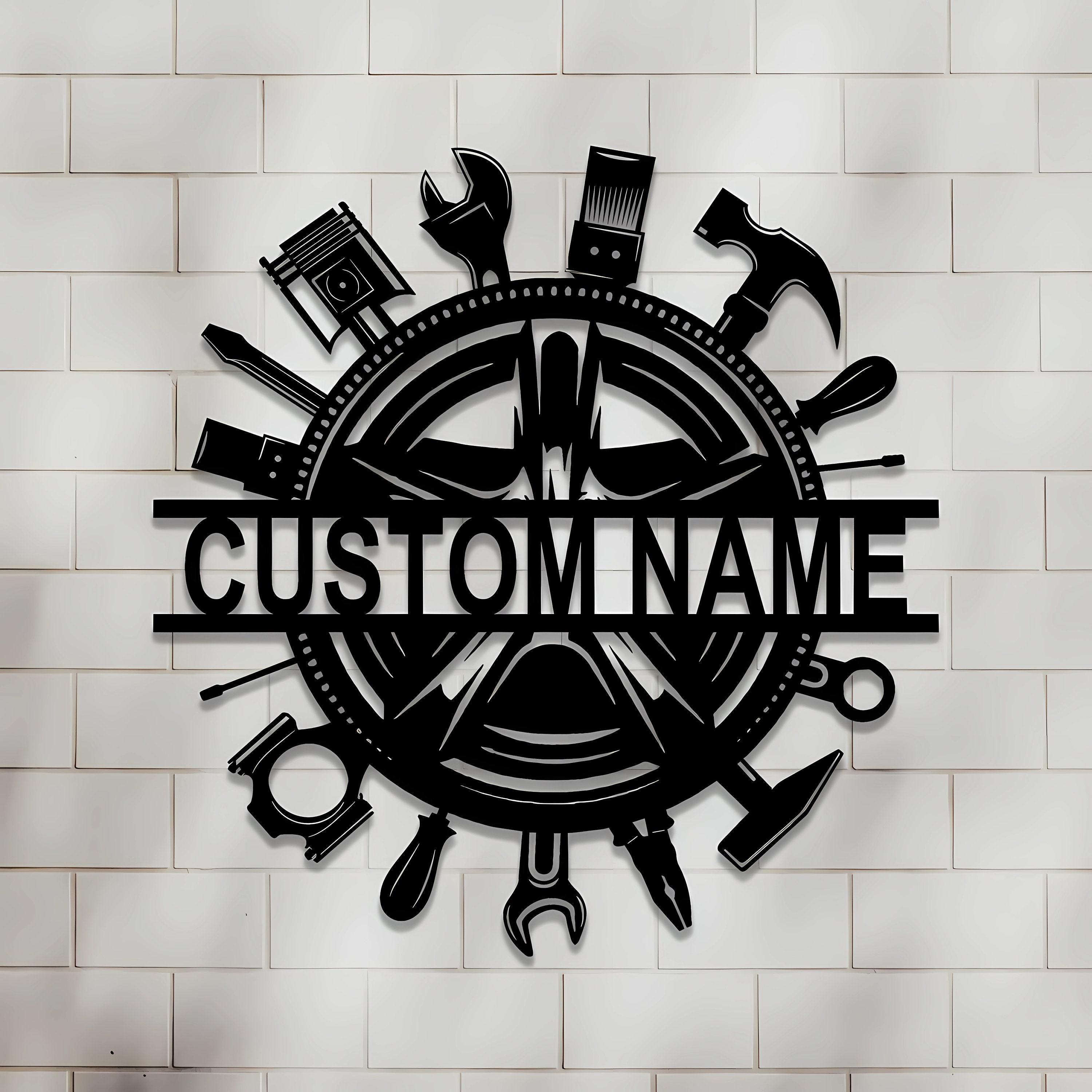 Garage Metal Sign, Personalized Wrench Mechanic Sign, Mechanic Metal Decor, Metal Mechanic Sign, Garage Wall Art, Gift for Dad, 8-24Inch