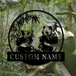 Custom Panda Metal Wall Art, Custom Metal Panda Sign, Bedroom Sign, Panda Sign With Name, Custom Nursery Decor, Metal Wall Decor, 8-24 Inch