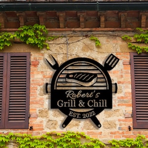 Cartello per barbecue, arte da parete in metallo, arredamento per grill Schild, cartello in metallo per barbecue, arredamento per barbecue, barbecue del padre, regalo per fumatori e grigliate, regalo per lui