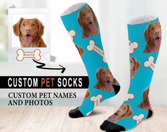 Custom Socks With Pets Photos And Names, Personalized Calf Socks, Sports Socks, Fun for Men's And Women's Soft Socks-Diffrent Color