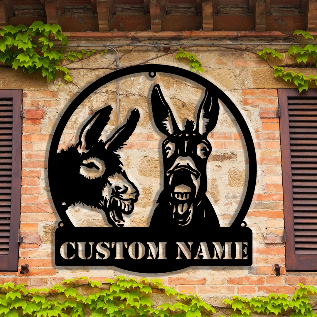 Donkey Rodeo Sign Custom Donkey Farm Metal Sign: Personalized Ranch Decor (8-24 Inches ...