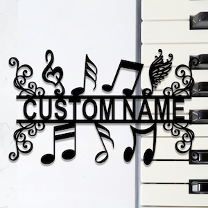 Cartello in metallo con note musicali personalizzate, decorazione per note musicali, decorazione per sala musica, decorazione per studio e bar, regalo per musicista, 8-24 pollici
