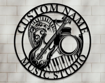 Personalized Musical Instruments Metal Sign, Custom Music Room Metal Decor, Music Studio Sign, Musical Sign, Birthday Gift, 8-24 Inches