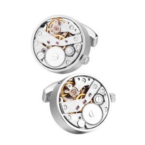 Personalized Silver Cufflinks: Classic Engravable Mechanical Cuff Links