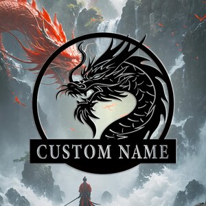 Aangepaste metalen bord Chinese draak: gepersonaliseerde naam muurkunst (8-24 inch)
