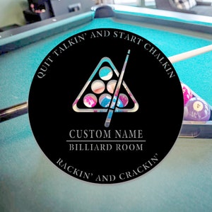 Custom Billiard Metal Wall Sign, Billiard Metal Wall Decor, Pool Room Metal Wall Hangings, Dad Gifts, Home Decor, Man Cave Sign, 8-24 Inch