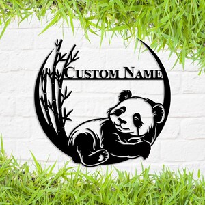 Custom Panda Metal Wall Art, Custom Metal Panda Sign, Bedroom Sign, Panda Sign With Name, Custom Nursery Decor, Metal Wall Decor, 8-24 Inch