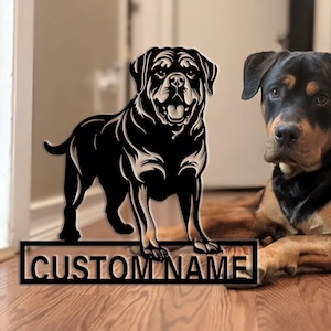 Custom Rottweiler Metal Wall Art: Personalized Dog Name Sign