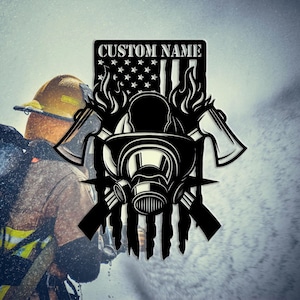 Custom Firefighter Metal Wall Sign, Personalized Firefighter Wall Decor, Firefighter Gifts, Custom Fire Department Decor, 8-24 Inches
