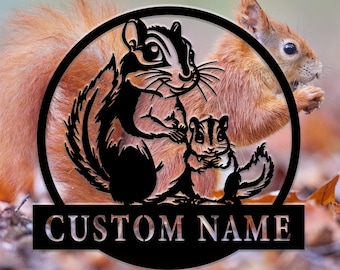 Custom Squirrel Metal Wall Art: Personalized Nursery Decor (8-24 Inch)