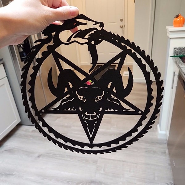 Handmade Metal Pentagram Logo, Personalized Gothic Imprint, Personalized Gothic Imprint Home Decor, Vintage Goat Decor, Satan Church Hanging