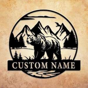 Custom Bear Metal Sign Wall Art, Custom Bear Lover Sign, Home Decor, Bear Lover Gift, Bear and Cabin Wall Outdoor Sign, Housewarming Gift