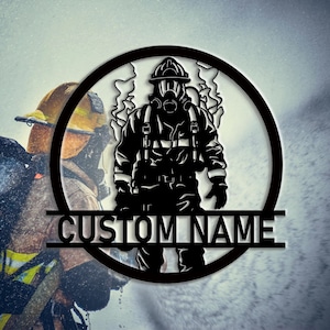 Custom Firefighter Metal Wall Sign, Personalized Firefighter Wall Decor, Firefighter Gifts, Custom Fire Department Decor, 8-24 Inches