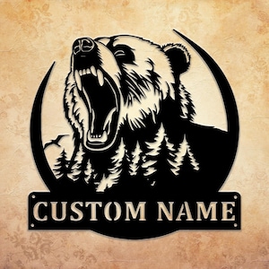 Custom Bear Metal Sign Wall Art, Custom Bear Lover Sign, Home Decor, Bear Lover Gift, Bear and Cabin Wall Outdoor Sign, Housewarming Gift